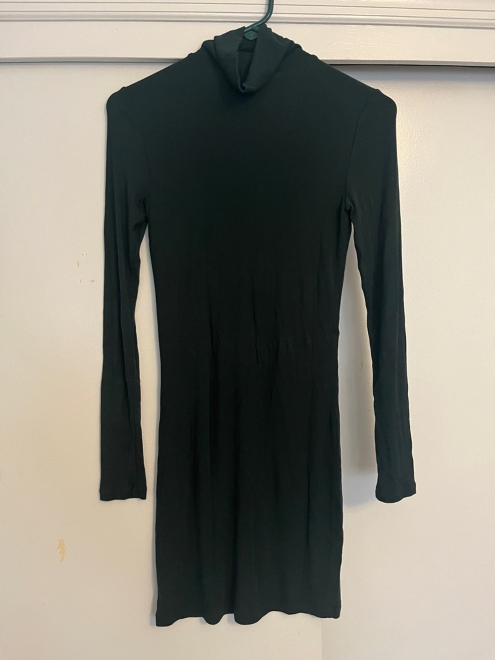 Aritzia Talula Scarab Green Long-Sleeve Turtleneck Mini Dress